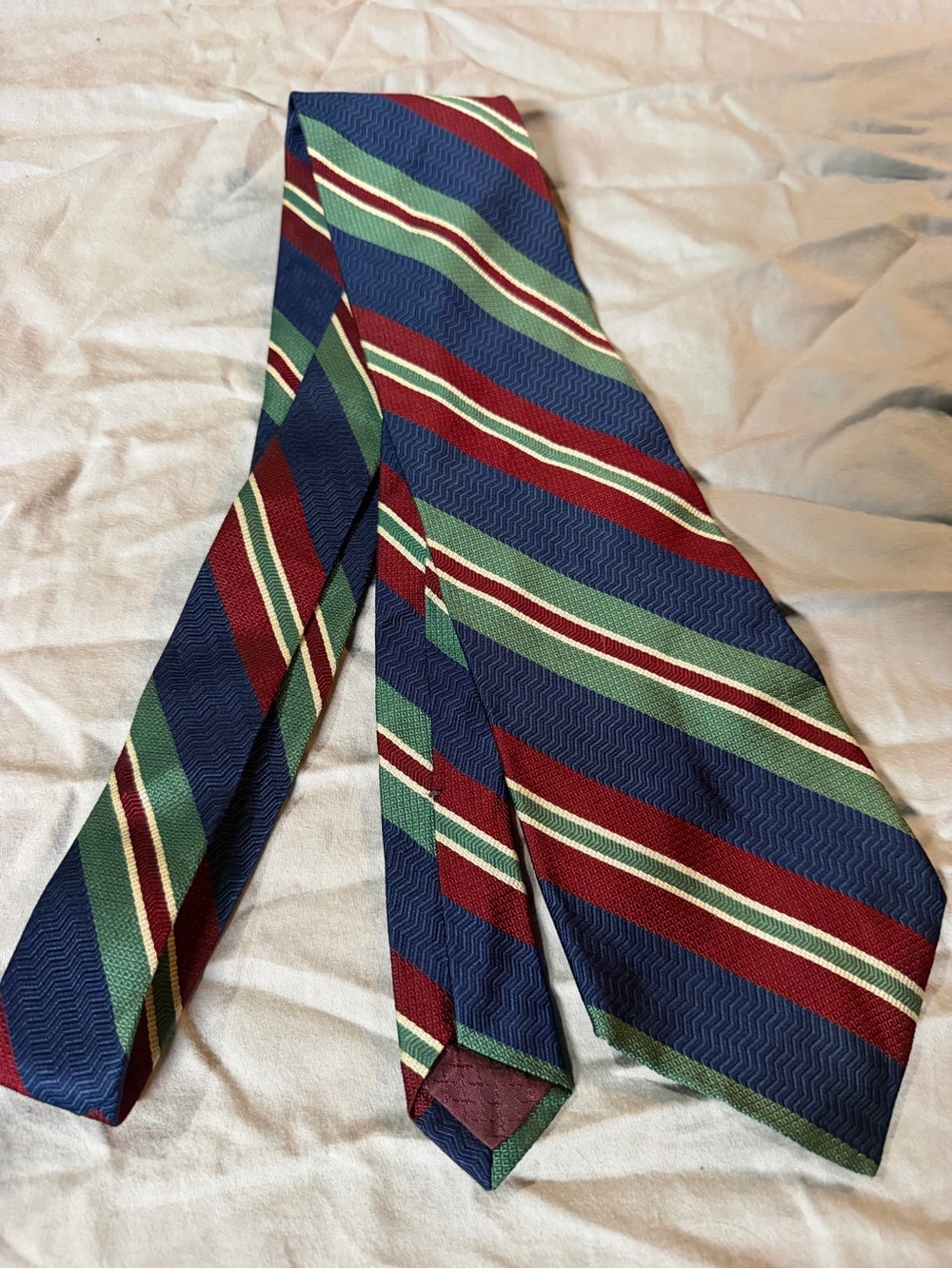Men's Striped Silk Tie in Blue, Green & Red